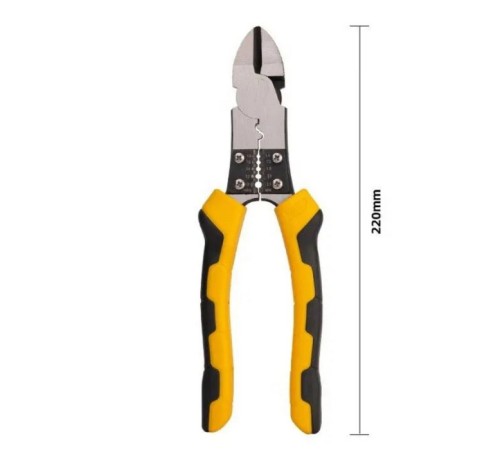 Диагональные бокорезы многофункциональные Deli DL102008 200мм, (резка/зачистка/обжим), сталь Cr-V, двухкомпонентная рукоять