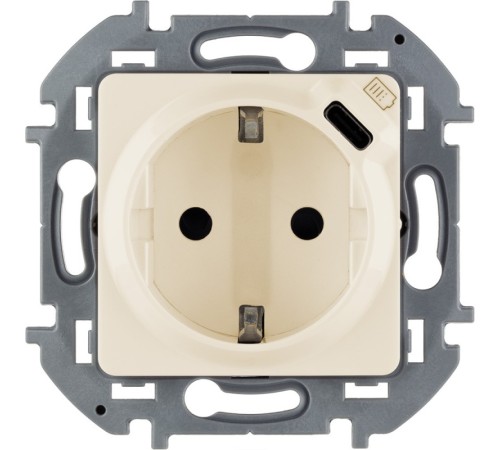 Legrand 673771 Розетка 2К+З немецкий стандарт 16А 250В со встроенным зарядным устройством USB C 1.5А 5В - INSPIRIA - слоновая кость Legrand 673771 Розетка 2К+З немецкий стандарт 16А 250В со встроенным зарядным устройством USB C 1.5А 5В - INSPIRIA - слоновая кость