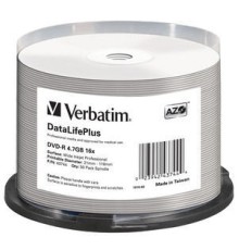 Диск DVD-R Verbatim 4.7Gb 16x Cake Box (50шт) Printable (43744)