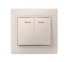 Iek EVK21-K33-10-DM ВС10-2-1-ККм Выключатель 2кл с инд. 10А КВАРТА (кремовый)