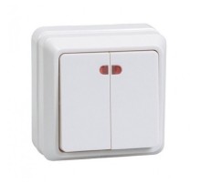 Iek EVO21-K01-10-DC ВС20-2-1-ОБ Выключатель 2кл с инд. 10А ОКТАВА (белый)