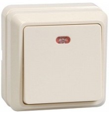 Iek EVO11-K33-10-DC ВС20-1-1-ОКм Выключатель 1кл с инд. 10А откр.уст. ОКТАВА (кремовый)