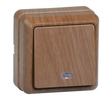 Iek EVO11-K04-10-DC ВС20-1-1-ОД Выключатель 1кл с инд. 10А откр.уст. ОКТАВА (дуб)