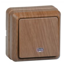 Iek EVO11-K04-10-DC ВС20-1-1-ОД Выключатель 1кл с инд. 10А откр.уст. ОКТАВА (дуб)