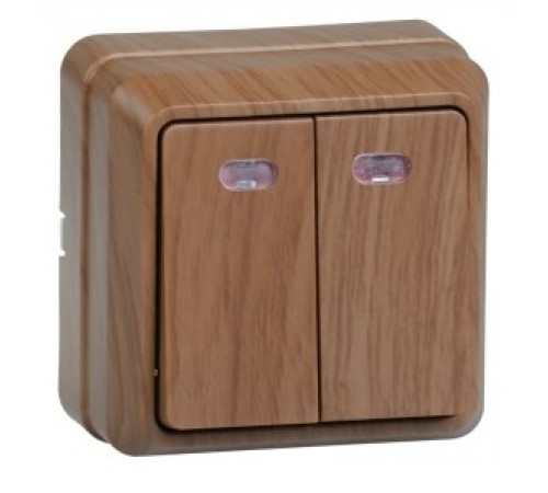 Iek EVO21-K04-10-DC ВС20-2-1-ОД Выключатель 2кл с инд. 10А ОКТАВА (дуб) Iek EVO21-K04-10-DC ВС20-2-1-ОД Выключатель 2кл с инд. 10А ОКТАВА (дуб)