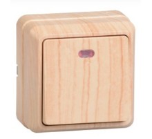 Iek EVO11-K03-10-DC ВС20-1-1-ОС Выключатель 1кл с инд. 10А откр.уст. ОКТАВА (сосна)