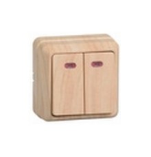 Iek EVO21-K03-10-DC ВС20-2-1-ОС Выключатель 2кл с инд. 10А ОКТАВА (сосна)