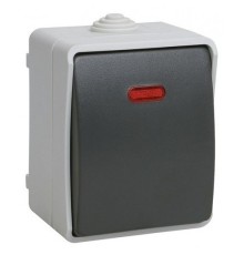 Iek EVS11-K03-10-54-DC ВС20-1-1-ФСр Выключатель одноклавишный со свет. индикатором для открытой установки ФОРС IP54 IEK