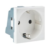 EKF E2MR16-028-10 Розетка 45х45 (2 модуля), с заземлением. белая, прямая