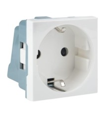 EKF E2MR16-028-10 Розетка 45х45 (2 модуля), с заземлением. белая, прямая