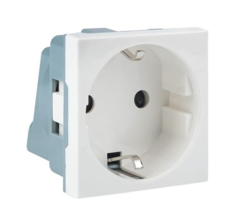 EKF E2MR16-028-10 Розетка 45х45 (2 модуля), с заземлением. белая, прямая