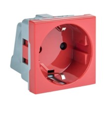 EKF E2MR16-028-70 Розетка 45х45 (2 модуля), с заземлением, красная, прямая