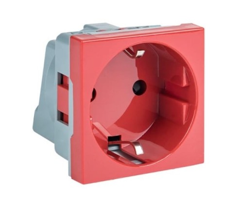 EKF E2MR16-028-70 Розетка 45х45 (2 модуля), с заземлением, красная, прямая