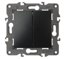 Эра Б0034234 14-1104-05 Выключатель двойной, 10АХ-250В, IP20, Эра Elegance, антрацит