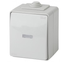 Эра Б0035974 11-1602-03 Выключатель с подсветкой IP65, 10АХ-250В, ОУ, Эра Эксперт, серый