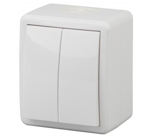Эра Б0020676 11-1404-03 Выключатель двойной IP54, 10АХ-250В, ОУ, Эра Эксперт, серый