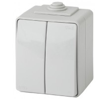 Эра Б0035976 11-1604-03 Выключатель двойной IP65, 10АХ-250В, ОУ, Эра Эксперт, серый