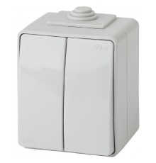 Эра Б0035976 11-1604-03 Выключатель двойной IP65, 10АХ-250В, ОУ, Эра Эксперт, серый