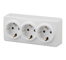 Эра Б0020700 11-2208-01 Розетка 3 х 2P+E Schuko, 16АХ-250В, ОУ, Эра Эксперт, белый