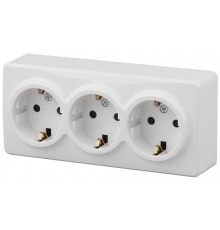 Эра Б0020700 11-2208-01 Розетка 3 х 2P+E Schuko, 16АХ-250В, ОУ, Эра Эксперт, белый