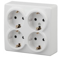 Эра Б0020709 11-2211-01 Розетка 4 х 2P+E Schuko со шторками, 16АХ-250В, ОУ, Эра Эксперт, белый