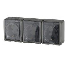 Эра Б0020723 11-2406-03 Розетка 3 х 2P+E IP54, шторки, 16АХ-250В, ОУ, Эра Эксперт, серый
