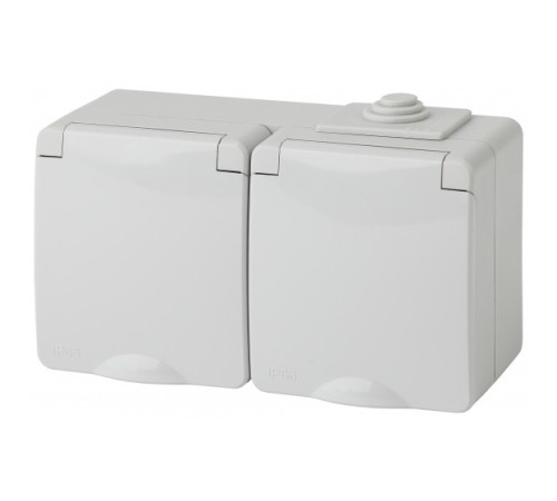 Эра Б0035992 11-2604-03 Розетка 2x2P+E гориз. IP65, шторки, 16A-250В, ОУ, серый Эра Б0035992 11-2604-03 Розетка 2x2P+E гориз. IP65, шторки, 16A-250В, ОУ, серый