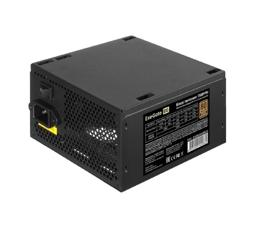 Exegate EX292343RUS-OEM Блок питания 750W ExeGate 80 PLUS® Bronze 750PPH-OEM (ATX, APFC, КПД 89% (80 PLUS Bronze), 12cm fan, 24pin, 2x(4+4)pin, 4xPCI-E, 6xSATA, 3xIDE, black, RTL)