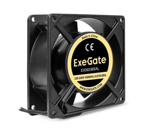 Exegate EX289011RUS Вентилятор 220В AC ExeGate EX09238SAL (92x92x38 мм, Sleeve bearing (подшипник скольжения, алюминиевый корпус, подводящий провод 30 см, 2700RPM, 39dBA, RTL)