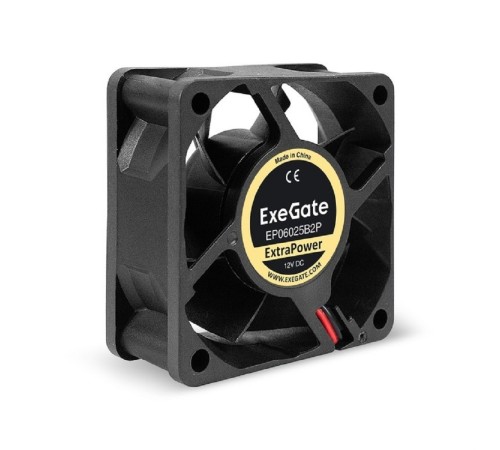 Exegate EX295229RUS Вентилятор 12В DC ExeGate ExtraPower EP06025B2P (60x60x25 мм, 2-Ball (двойной шарикоподшипник), 2pin, 4500RPM, 31dBA)