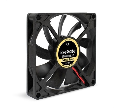 Exegate EX295236RUS Вентилятор 12В DC ExeGate ExtraSilent ES08015B2P (80x80x15 мм, 2-Ball (двойной шарикоподшипник), 2pin, 1700RPM, 17dBA)
