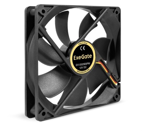 Exegate EX295244RUS Вентилятор 12В DC ExeGate EX12025B3PM (120x120x25 мм,2-Ball (двойной шарикоподшипник), 3pin+Molex, 1550RPM, 25dBA)
