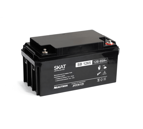SKAT SB 1265 АКБ свинцово-кислотная тип AGM 12V 65Ач I зар.19,5А (клеммы под болт М6, гарантия - 18 месяцев) (2541)