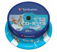 Диск CD-R Verbatim 700Mb 52x Cake Box (25шт) Printable (43439)