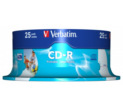 Диск CD-R Verbatim 700Mb 52x Cake Box (25шт) Printable (43439)