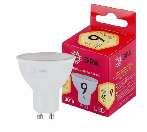 Эра Б0050691 Лампочка светодиодная RED LINE LED MR16-9W-827-GU10 R GU10 9 Вт софит теплый белый свет Эра Б0050691 Лампочка светодиодная RED LINE LED MR16-9W-827-GU10 R GU10 9 Вт софит теплый белый свет