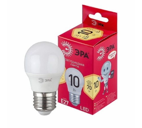 ЭРА Б0050698 Лампочка светодиодная RED LINE LED P45-10W-827-E27 R E27 / Е27 10 Вт шар теплый белый свет ЭРА Б0050698 Лампочка светодиодная RED LINE LED P45-10W-827-E27 R E27 / Е27 10 Вт шар теплый белый свет