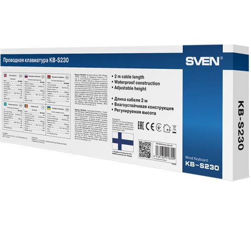 Клавиатура SVEN KB-S230 чёрная (104кл, каб. 2м) Sven SV-018399 Клавиатура SVEN KB-S230 чёрная (104кл, каб. 2м) Sven SV-018399