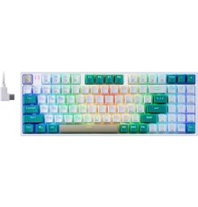 Redragon Беспроводная клавиатура Veigar BT/2.4G/пров.,RGB,бело-голубой (71476)