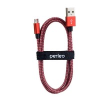 PERFEO Кабель USB2.0 A вилка - Micro USB вилка, красно-белый, длина 1 м. (U4803)