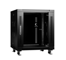 Cabeus SH-05C-12U60/60-BK Шкаф монтажный телекоммуникационный 19" напольный 12U 600x600x730mm (ШхГхВ) передняя стеклянная и задняя сплошная металлическая двери, ручка с замком, цвет черный (RAL 9004) (SH-05C-12U60/60-BK)