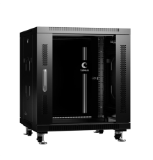 Cabeus SH-05C-12U60/60-BK Шкаф монтажный телекоммуникационный 19" напольный 12U 600x600x730mm (ШхГхВ) передняя стеклянная и задняя сплошная металлическая двери, ручка с замком, цвет черный (RAL 9004) (SH-05C-12U60/60-BK)