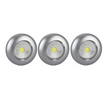 ЭРА Б0031043 Фонарь-подсветка SB-504 Аврора серебристый (упак. 3 шт) {СОВ диод, самоклеющаяся поверхность, 3хААА в комплект не входят}