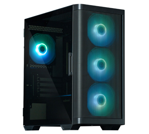 Корпус ZALMAN M4, MATX, BLACK, WINDOW, 1xCombo (3.5'' or 2.5''), 1x3.5", 2x2.5", 1xUSB2.0, 2xUSB3.0, FRONT 3x120mm ARGB, REAR 1x120mm ARGB (M4 Black)