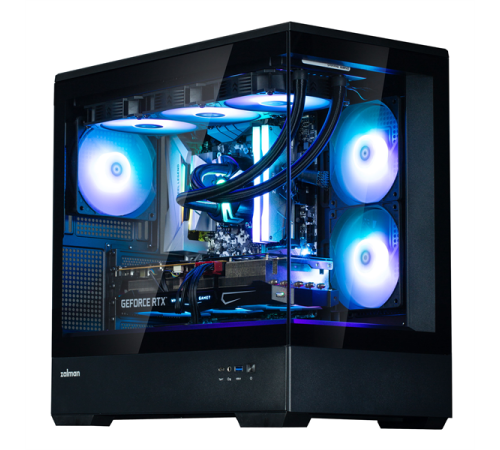 Корпус ZALMAN P30, MATX, BLACK, WINDOW, 2x3.5", 3x2.5", 1xUSB TYPE-C, 1xUSB3.0, SIDE 2x120mm ARGB, REAR 1x120mm ARGB (P30 Black)