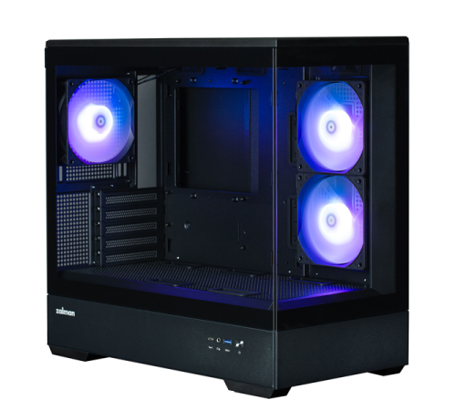Корпус ZALMAN P30, MATX, BLACK, WINDOW, 2x3.5", 3x2.5", 1xUSB TYPE-C, 1xUSB3.0, SIDE 2x120mm ARGB, REAR 1x120mm ARGB (P30 Black)