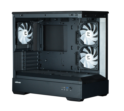 Корпус ZALMAN P30, MATX, BLACK, WINDOW, 2x3.5", 3x2.5", 1xUSB TYPE-C, 1xUSB3.0, SIDE 2x120mm ARGB, REAR 1x120mm ARGB (P30 Black)