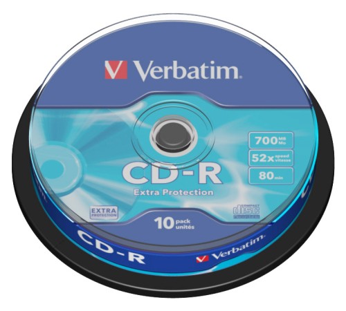 Диск CD-R Verbatim 700Mb 52x Cake Box (10шт) (43437)