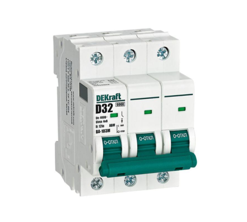 Выключатель автоматический модульный 3п D 32А 6кА ВА-103M без теплозащиты DEKraft 12559DEK