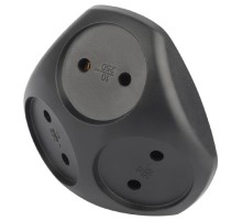 ЭРА Б0059721 Разветвитель электрический SPx-3-B на 3 розетки без заземления 10А черный